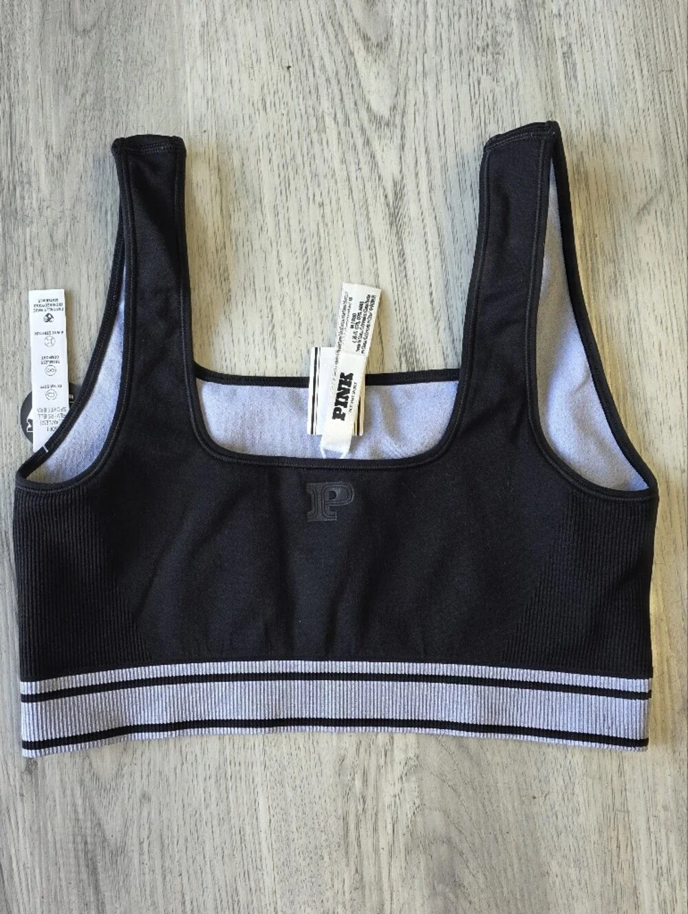 Victoria’s Secret PINK Flip It Bra Reversible Sports Bra Black Gray M NWT